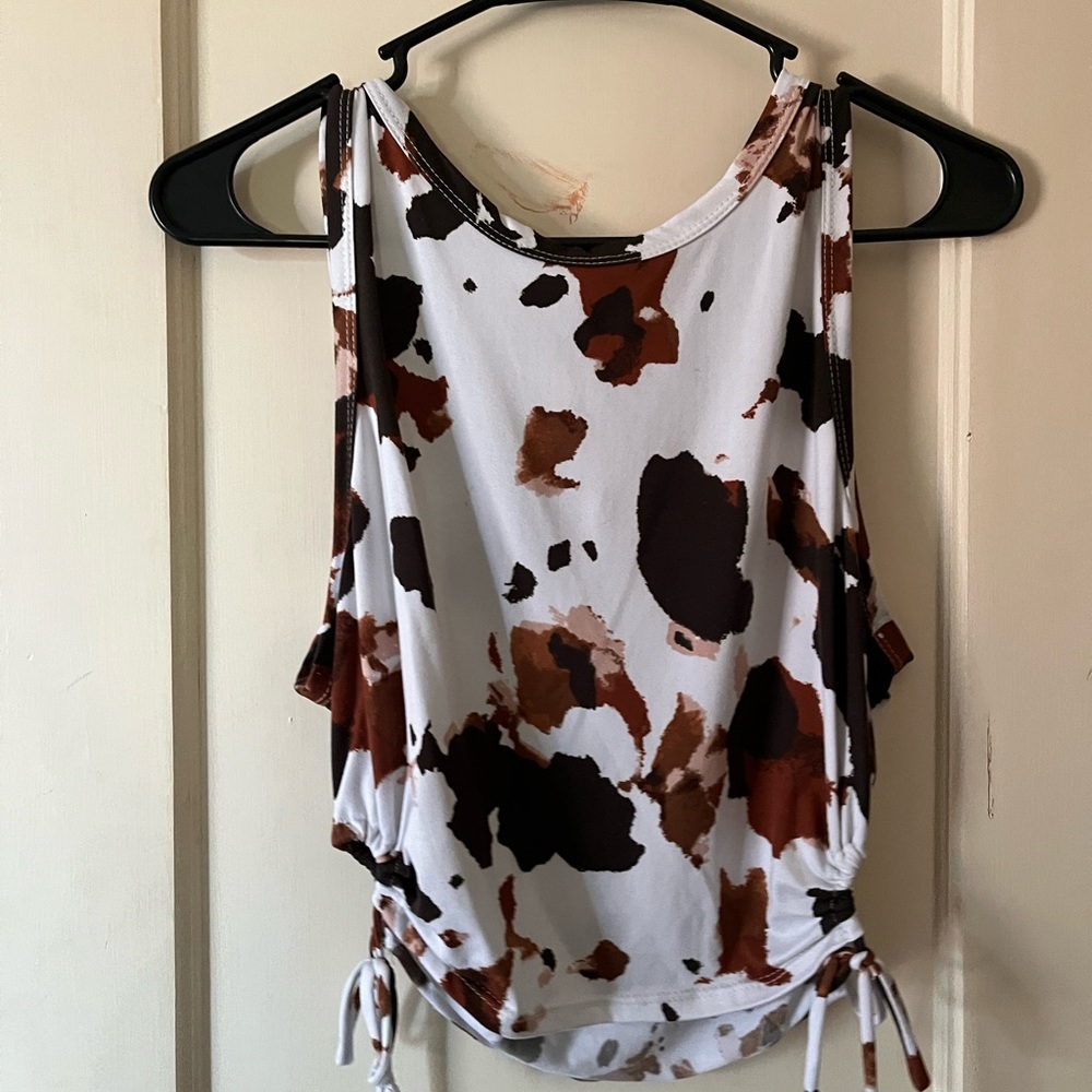 Cropped Cow Print Tank Top